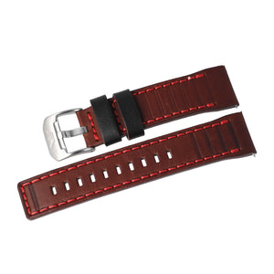 SYSTEMA PERIODICUM BURGUNDY & RED LEATHER STRAP - POLISHED BUCKLE