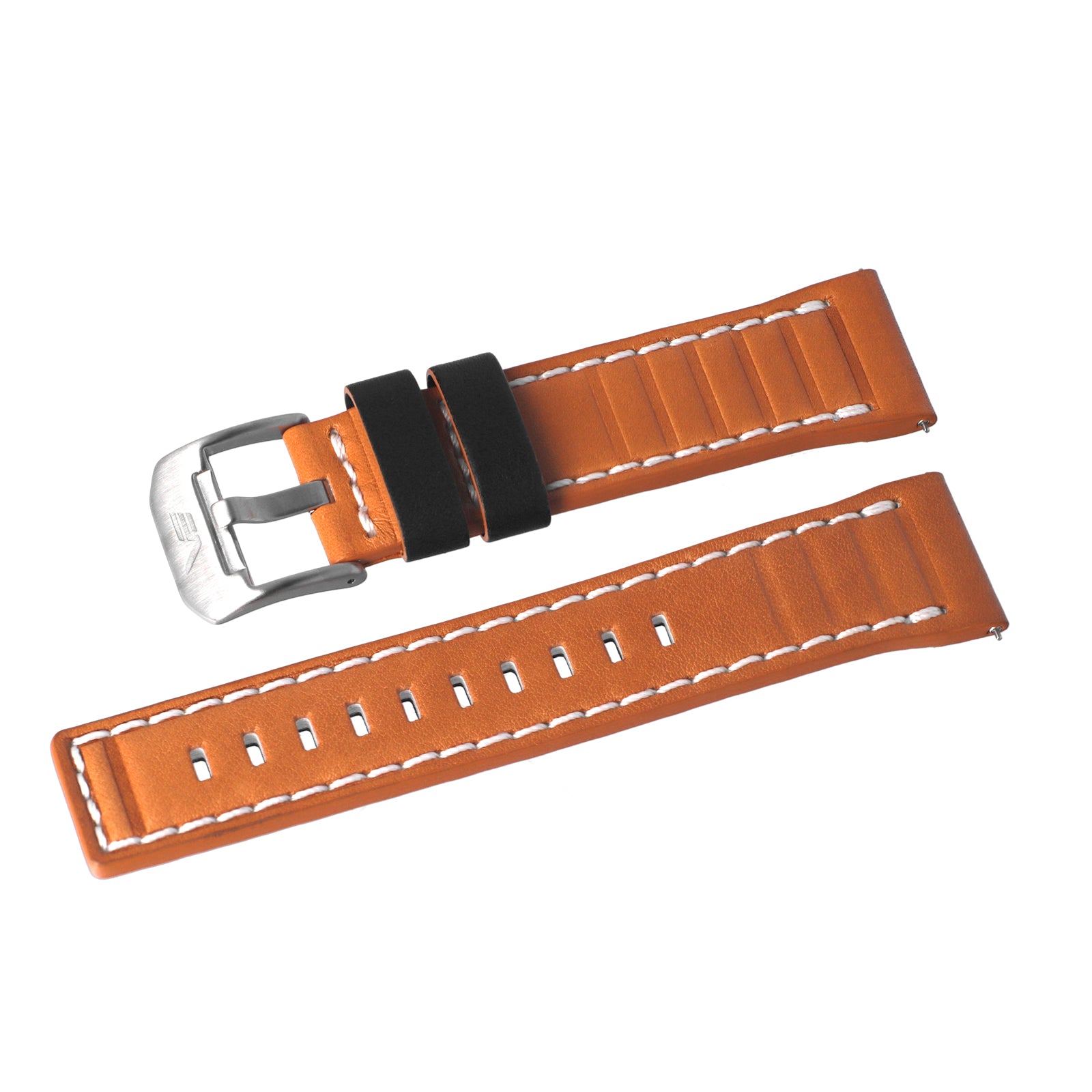 SYSTEMA PERIODICUM BROWN & WHITE LEATHER STRAP - POLISHED BUCKLE