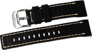 SYSTEMA PERIODICUM BLACK & BEIGE LEATHER STRAP - POLISHED BUCKLE