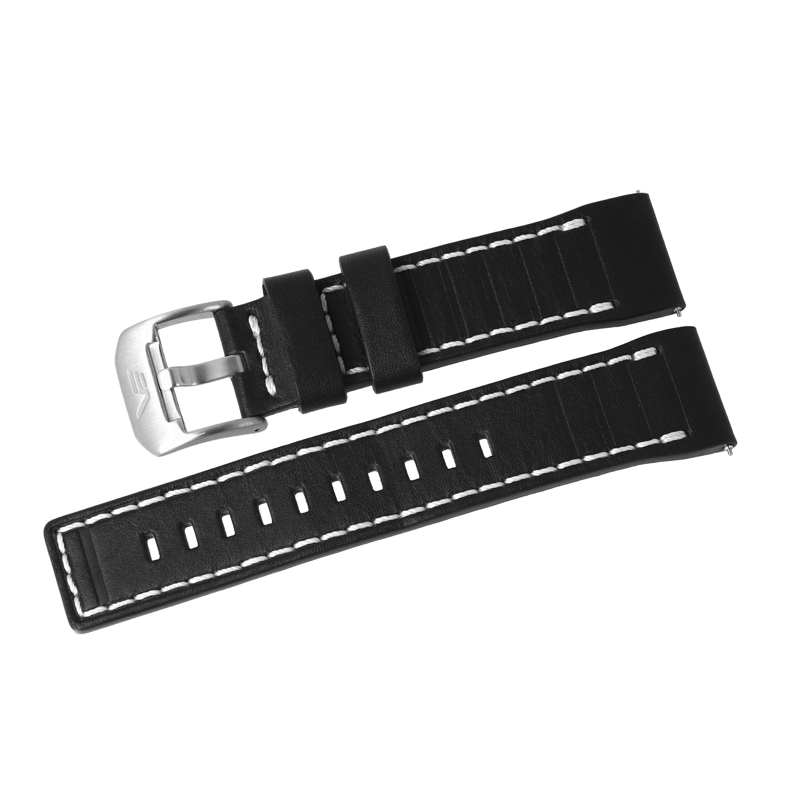 SYSTEMA PERIODICUM BLACK & WHITE LEATHER STRAP - POLISHED BUCKLE