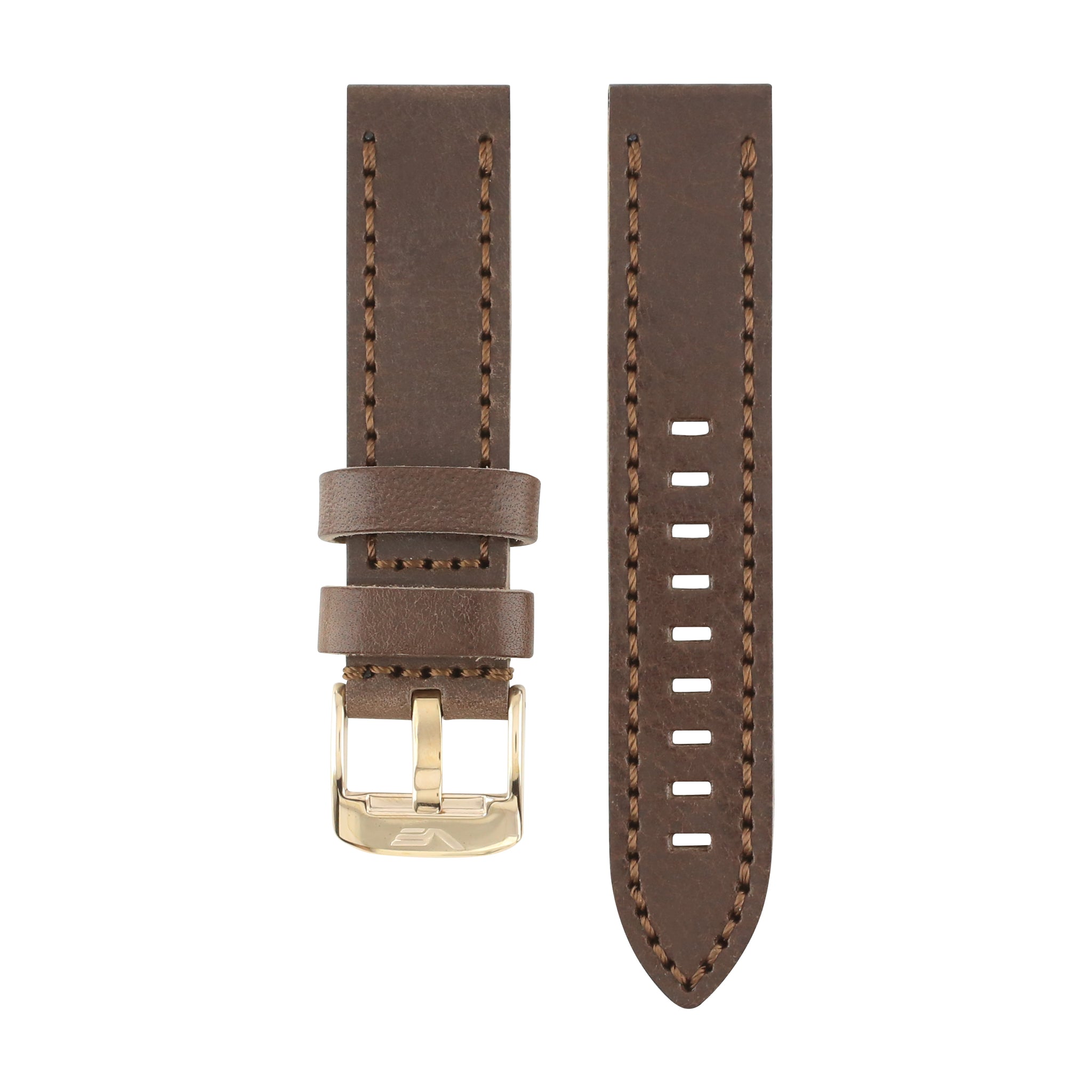 ALMAZ BROWN LEATHER STRAP 22mm - ROSE GOLD BUCKLE