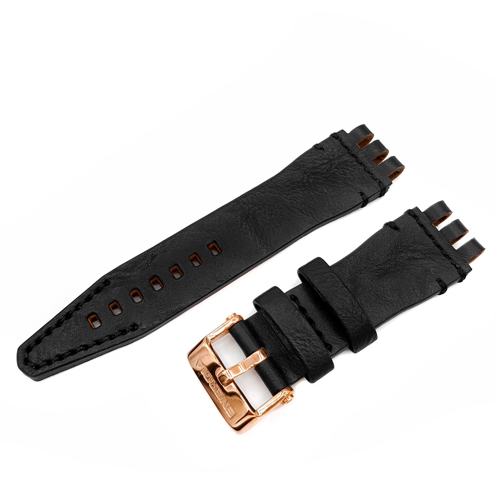 ENERGIA BLACK LEATHER STRAP 26mm - ROSEGOLD BUCKLE