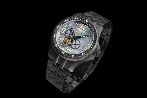 Iron Wolf Mother of Pearl Military Open-Heart Watch 82S7-P714301