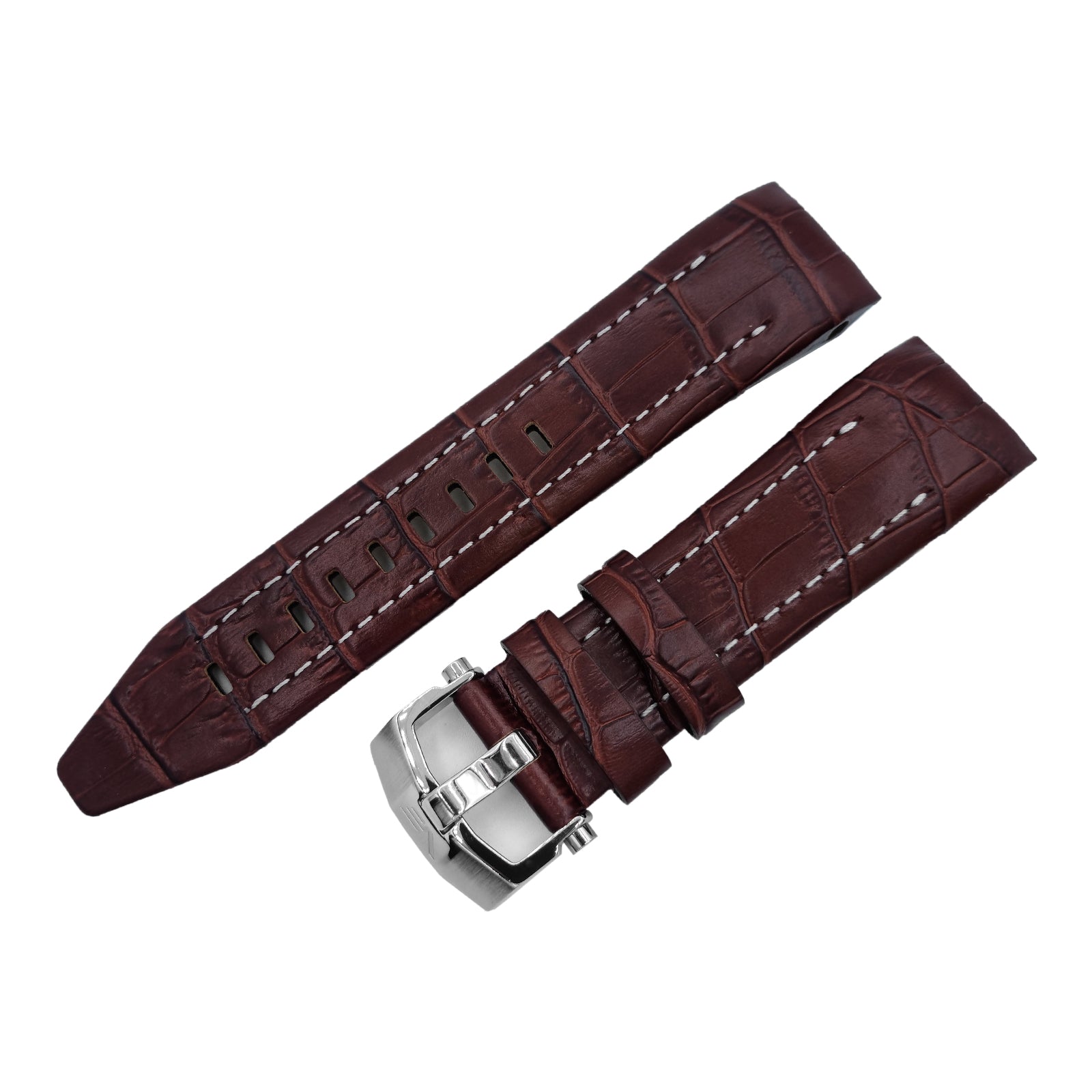 LUNOKHOD BROWN & WHITE LEATHER STRAP 25MM - POLISHED BUCKLE