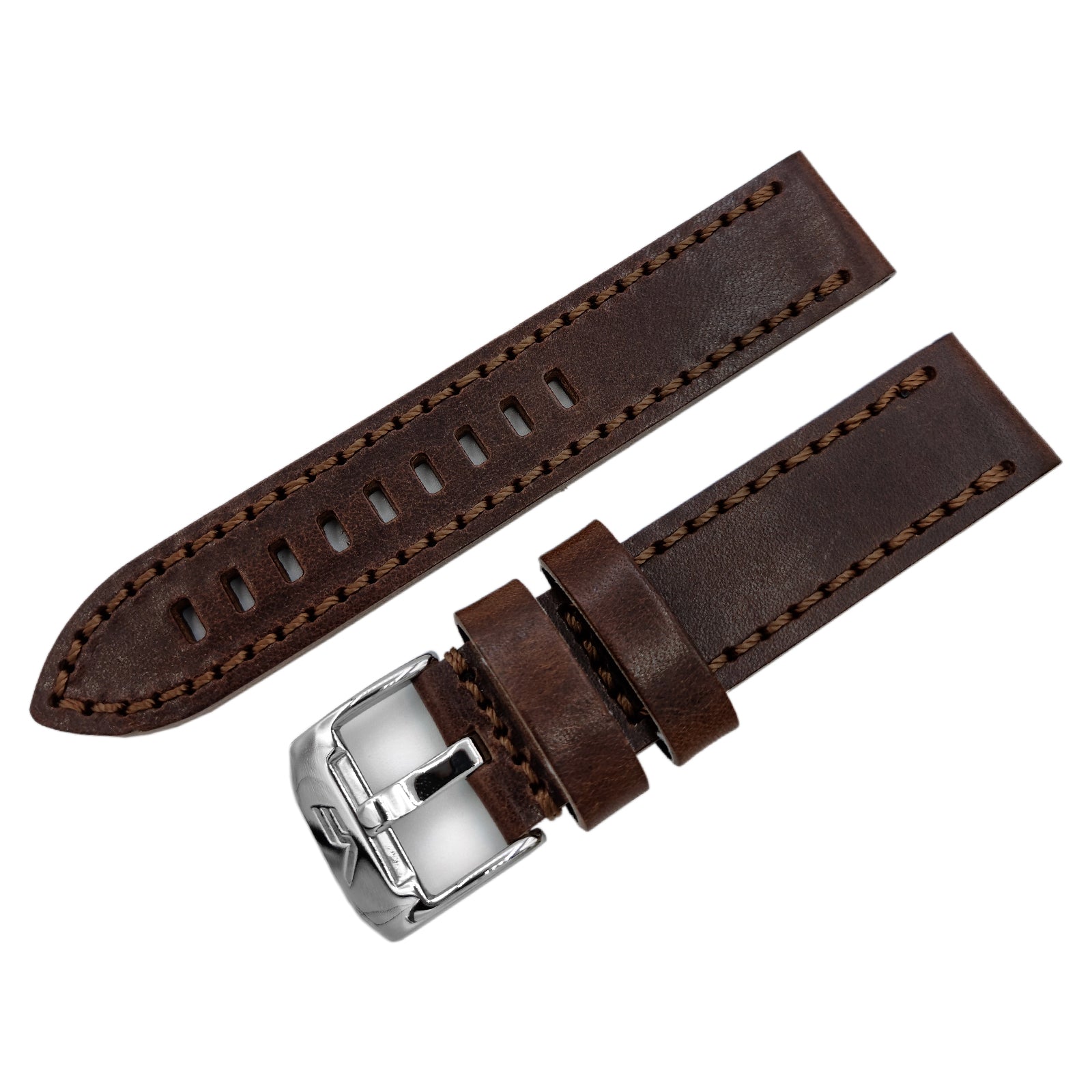 SPACE RACE BROWN LEATHER STRAP - POLISHED BUCKLE