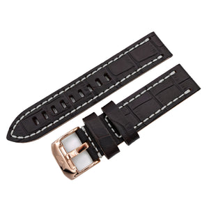 SPACE RACE BLACK LEATHER STRAP WHITE STITCHING - RSG BUCKLE