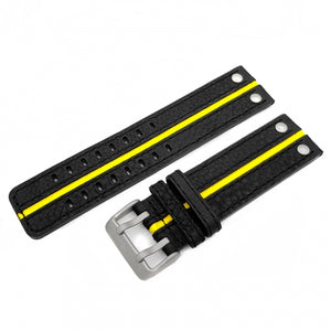 EXPEDITION BLACK & YELLOW LEATHER STRAP 24mm - MATT BUCKLE