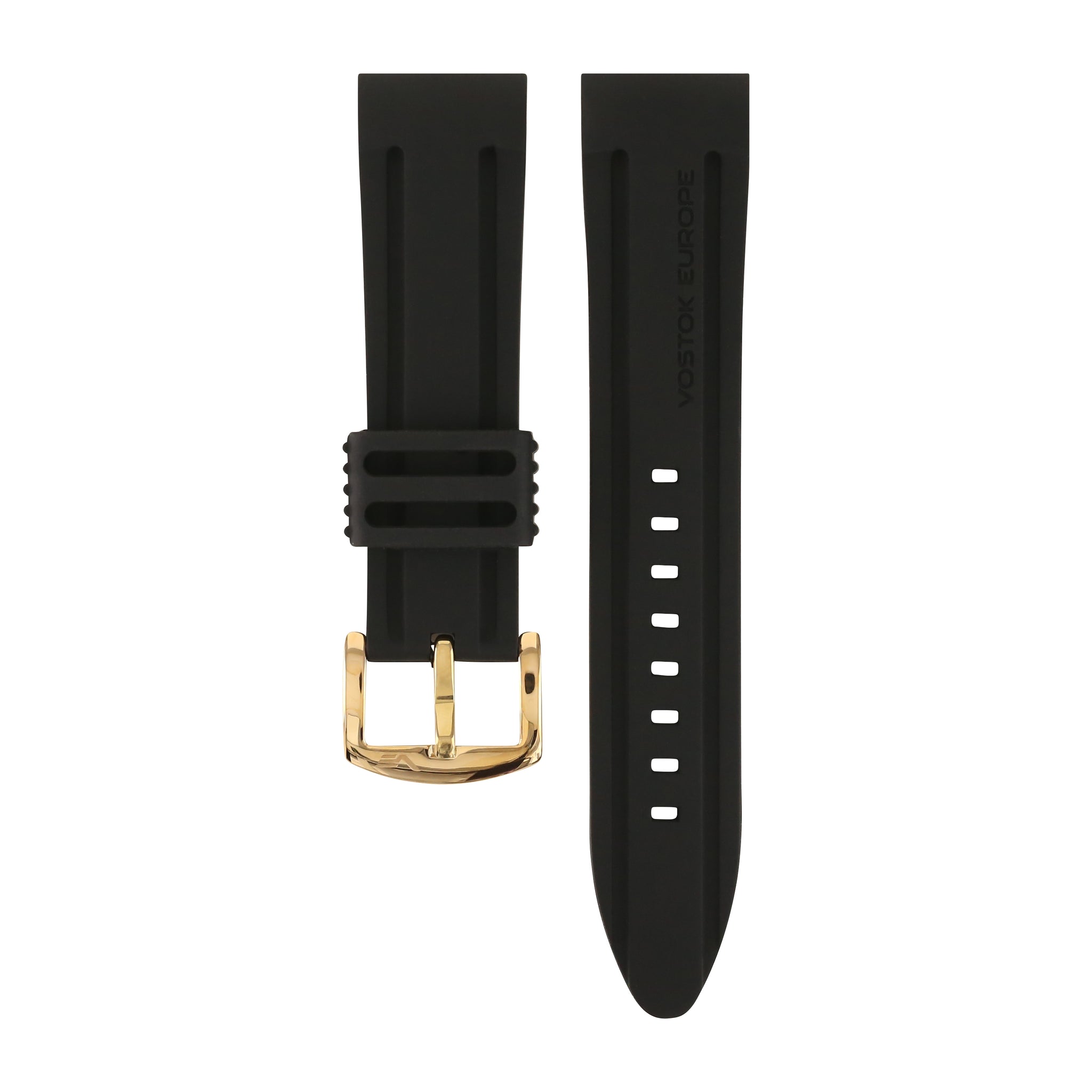 ANCHAR BLACK SILICONE STRAP 24mm - ROSE GOLD BUCKLE
