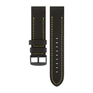 ANCHAR BLACK & YELLOW LEATHER STRAP 24mm - BLACK BUCKLE