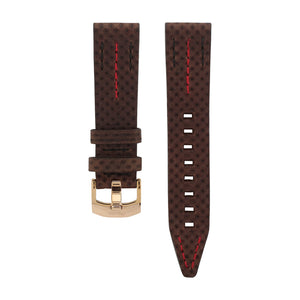 ENGINE BROWN & RED VEGETABLE LEATHER STRAP 22mm - GOLD BUCKLE