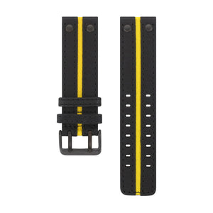 EXPEDITION BLACK & YELLOW LEATHER STRAP 24mm - BLACK BUCKLE