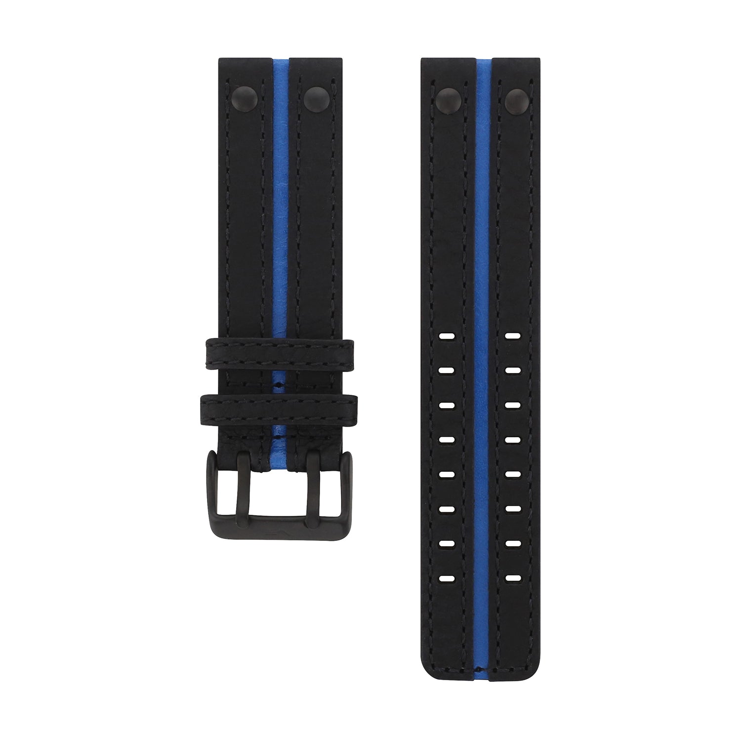 EXPEDITION BLACK & BLUE LEATHER STRAP 24mm - BLACK BUCKLE