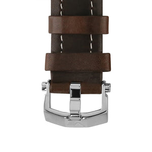 LUNOKHOD 2 BROWN & WHITE LEATHER STRAP 25mm - POLISHED BUCKLE