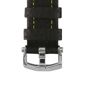 LUNOKHOD BLACK AND YELLOW LEATHER STRAP 25mm - POLISHED BUCKLE
