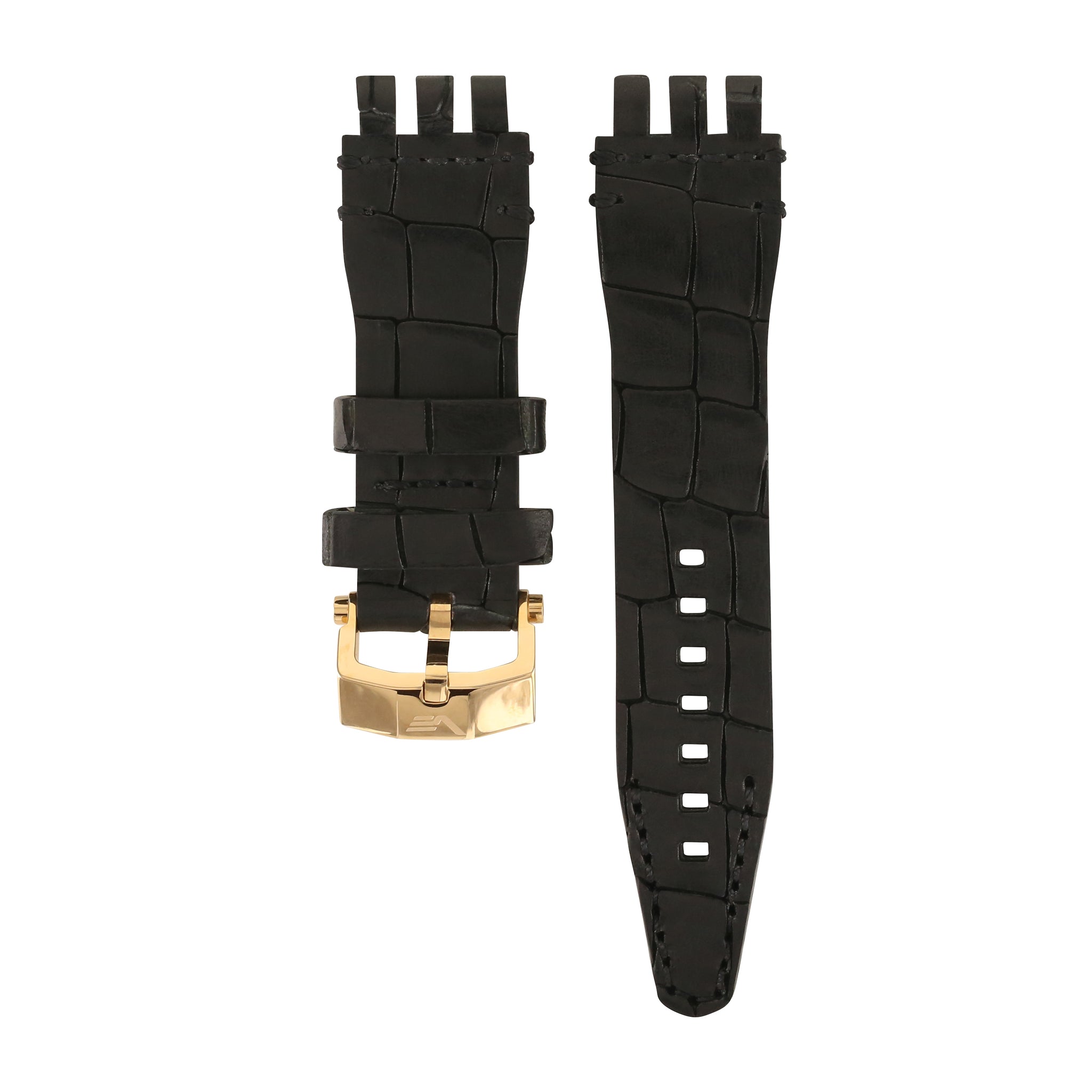 ENERGIA BLACK CROC LEATHER 26mm - GOLD BUCKLE