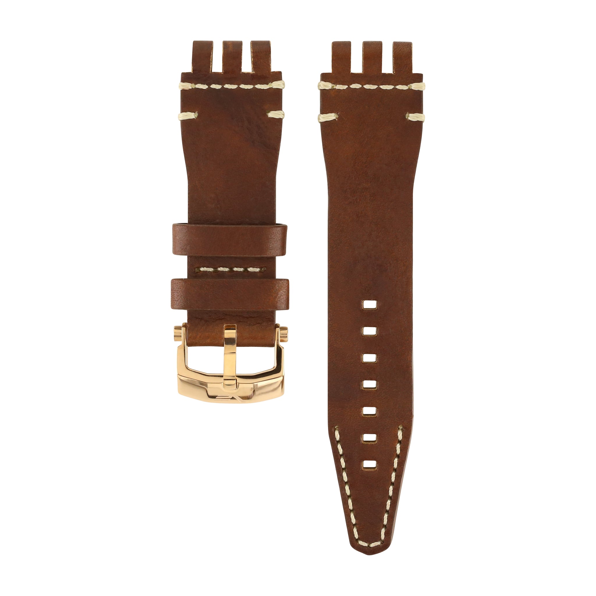 ENERGIA BROWN & BEIGE LEATHER STRAP 26mm - ROSE GOLD BUCKLE