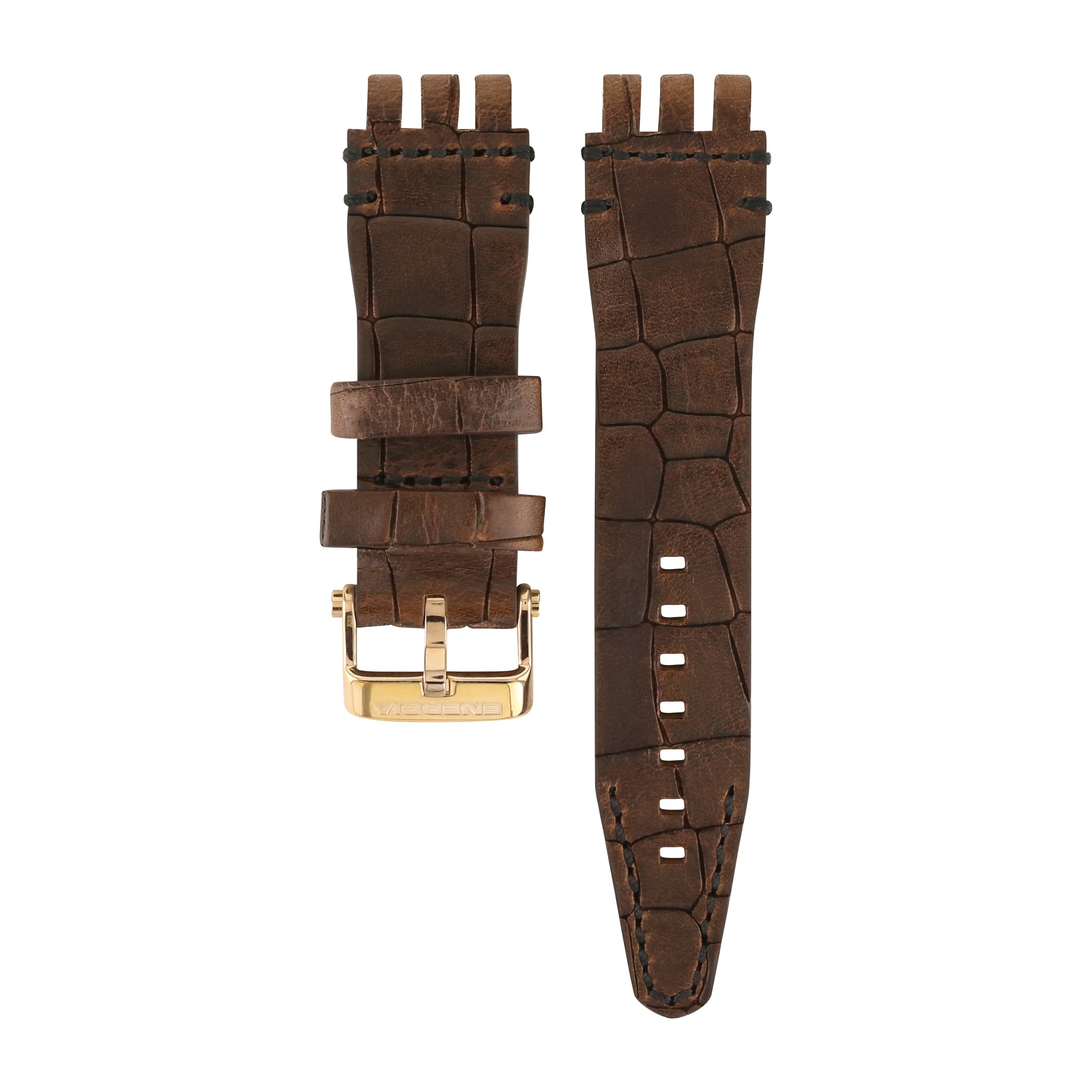 ENERGIA BROWN & BLACK LEATHER STRAP 26mm - ROSE GOLD BUCKLE