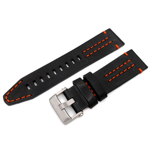 EKRANOPLAN BLACK & ORANGE LEATHER STRAP - MATT BUCKLE