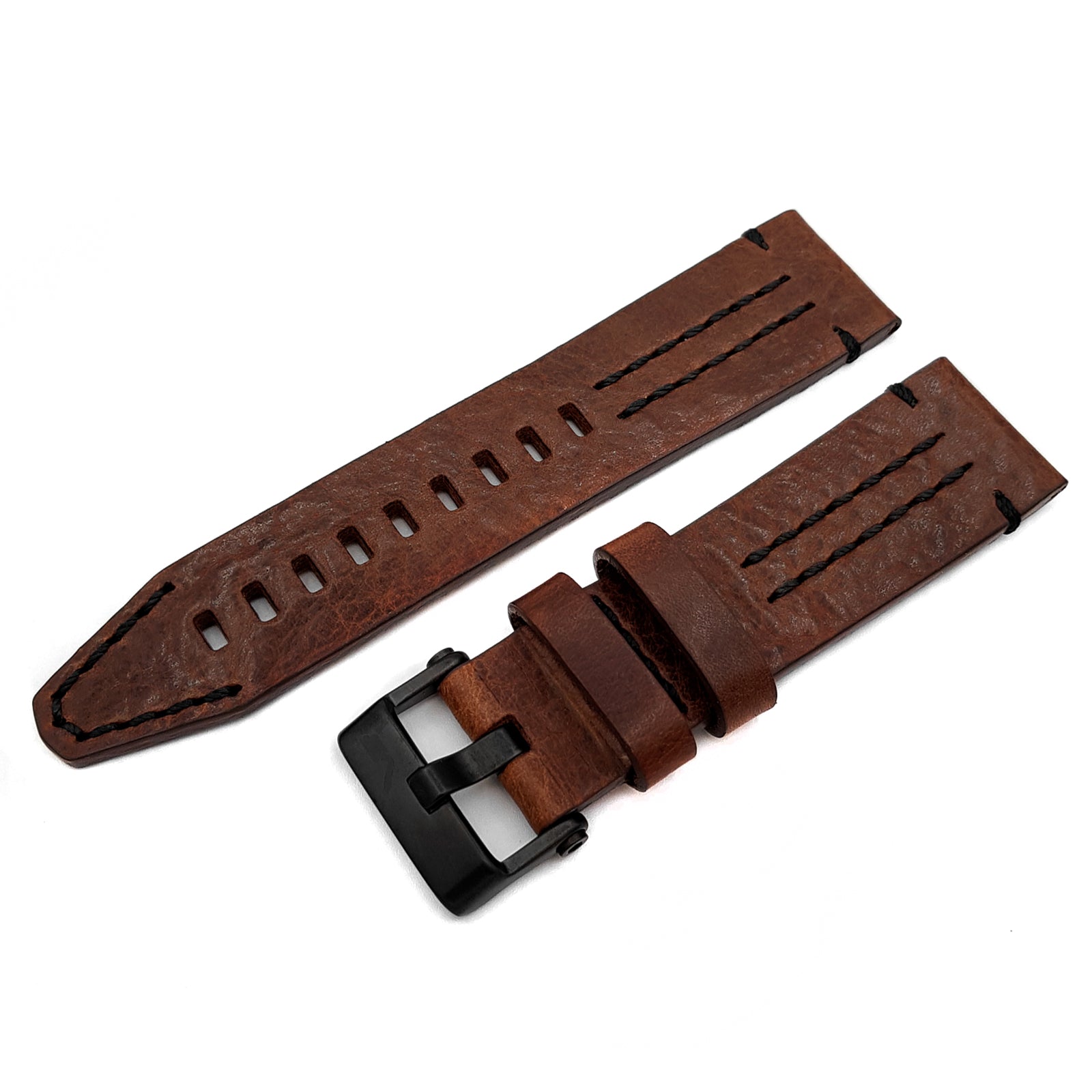 EKRANOPLAN BROWN & BLACK LEATHER STRAP - BLACK BUCKLE