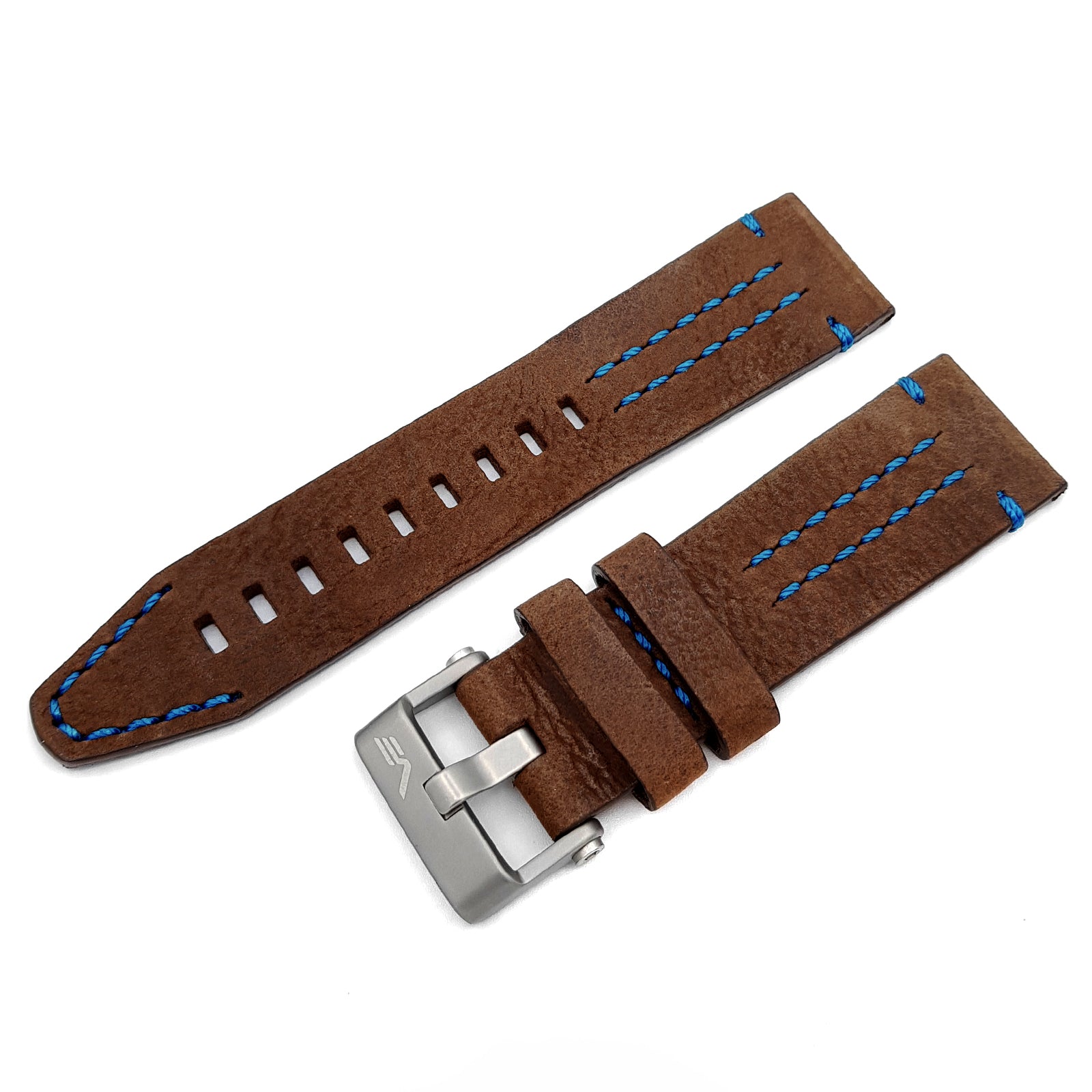 EKRANOPLAN BROWN & BLUE LEATHER STRAP - MATT BUCKLE