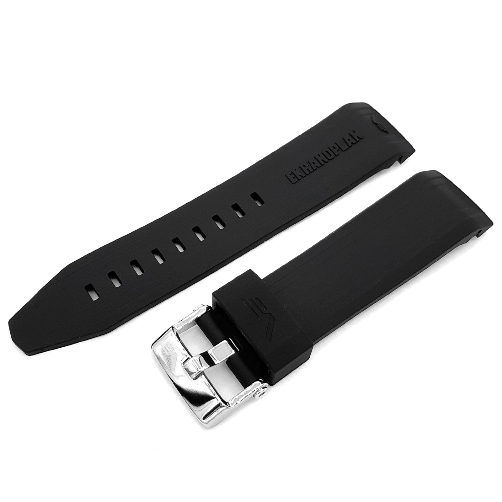 EKRANOPLAN BLACK SILICONE STRAP - POLISHED BUCKLE