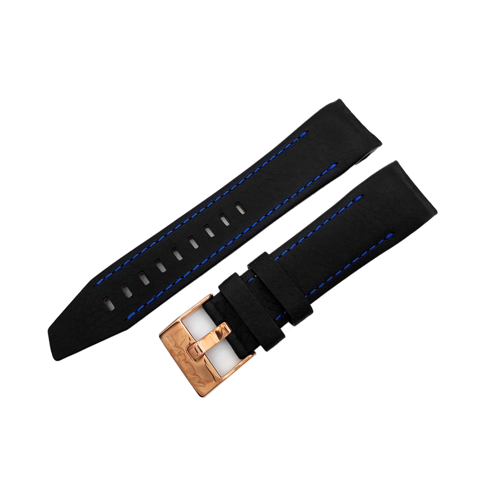 MYRIA BLACK & BLUE LEATHER STRAP - ROSEGOLD BUCKLE