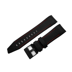 MYRIA BLACK & RED LEATHER STRAP - BLACK BUCKLE