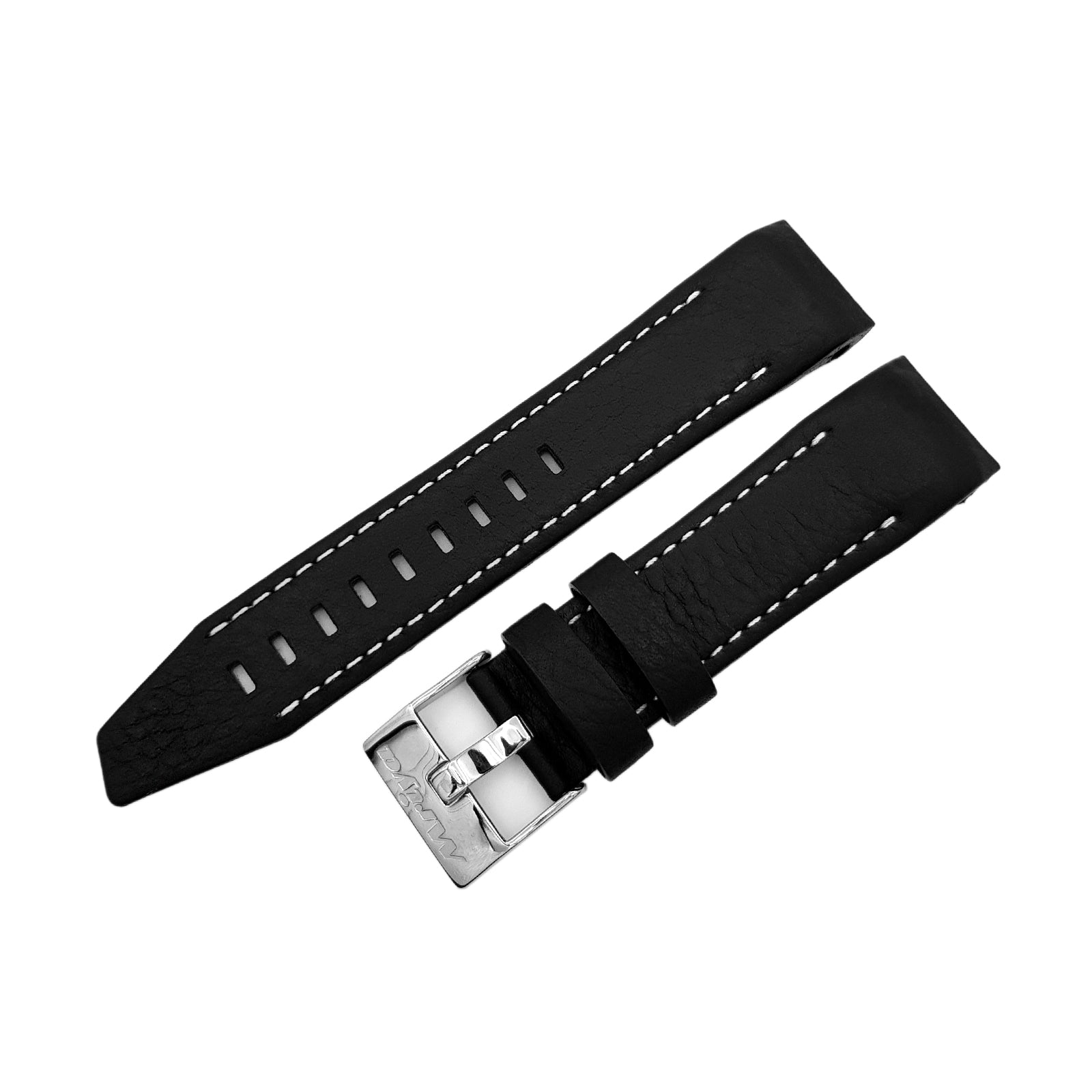 MYRIA BLACK & WHITE LEATHER STRAP - POLISHED STRAP