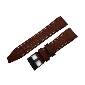 MYRIA BROWN & WHITE LEATHER STRAP - BLACK BUCKLE